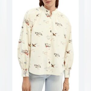 Scotch & Soda  Print Crispy Poplin Shirt Size XS